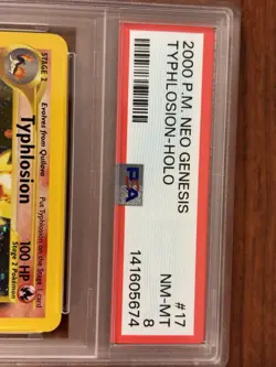 Pokemon Typhlosion TCG Neo Genesis Holo Card 17/111 Unlimited Rare, PSA 8 - Image 4