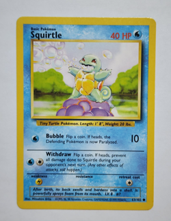 Squirtle 63/102 Base Set NM-/LP + Pokemon Card Common– Raw - Image 1