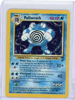 Pokemon TCG Poliwrath Base Set 2 Holo Rare Card 015/130 W/ Swirl LP - Image 1