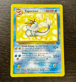 POKEMON TCG - ENGLISH JUNGLE SET VAPOREON 28/64 NON HOLO RARE CARD LP MP - Image 1