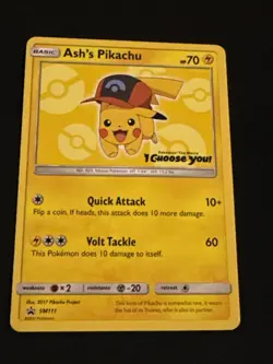 Ash's Pikachu SM111 Pokemon card - Image 1