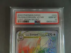 Hisuian Zoroark VSTAR (Secret) 203/196 Pokemon Lost Origin Holo PSA 10 - Image 2