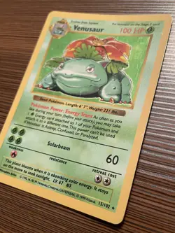 Pokemon TCG Venusaur Base Set Shadowless Holo Rare Card #15/102 Vintage MP - Image 4