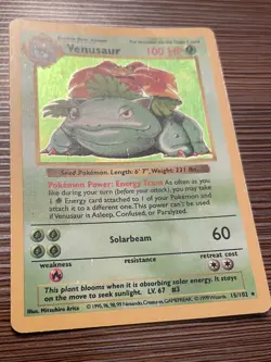 Pokemon TCG Venusaur Base Set Shadowless Holo Rare Card #15/102 Vintage MP - Image 5