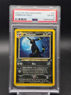 2001 WOTC POKEMON NEO DISCOVERY UNLIMITED UMBREON 13/75 HOLO RARE PSA 6 EX-MT - Image 1