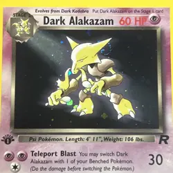 Pokemon 1st Edition Holo Dark Alakazam- Team Rocket 1/82- VLP SWIRL - Image 1