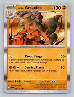 Holo Hisuian Arcanine 100/167 Rare Twilight Masquerade Pokemon - Image 1