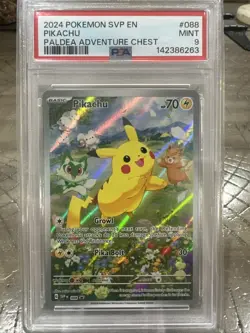 2024 POKEMON SVP 088 EN-SV BLACK STAR PROMO PALDEA ADVENTURE CHEST PIKACHU PSA 9 - Image 1
