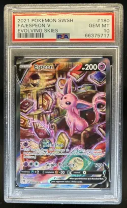 2021 Pokemon SWSH Evolving Skies Espeon V #180/203 PSA 10 GEM MINT - Image 1