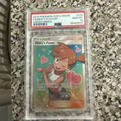PSA 10 FULL ART MISTY'S FAVOR 2019 POKEMON SUN & MOON UNIFIED MINDS 235/236 - Image 1