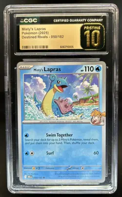 2025 Pokemon Destined Rivals Misty's Lapras Pristine #050/182 CGC 10 - Image 1