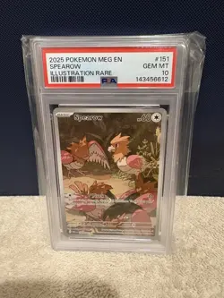 Pokemon TCG Spearow 151/132 Illustration Rare Mega Evolution PSA 10 - Image 1