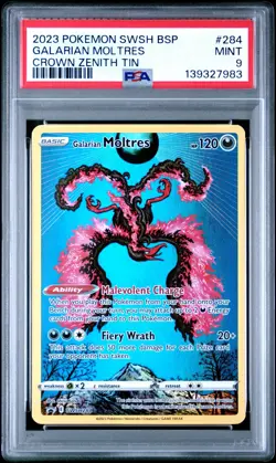 2023 Pokemon Galarian Moltres Crown Zenith Tin PSA Mint 9 #284 - Image 1