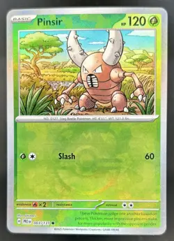 2025 Pokemon Prismatic Evolutions Pinsir Reverse Holo Master Ball #003/131 - Image 1