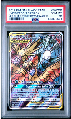 LVDS/ZPDS/ARKTS.GX H.F.ELITE TRNR.BOX-FA-GER.POKEMON BLCK PRM 2019 SM210 PSA 10 - Image 1