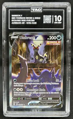 2021 Pokemon SWSH Evolving Skies Umbreon V Alternate Art #189/203 TAG 10 - Image 1