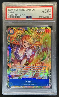 2025 One Piece Nami Super Rare Alternative Art #OP11-054 PSA 10 GEM MINT - Image 1
