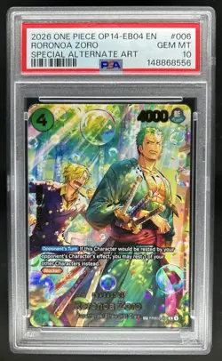2026 One Piece Roronoa Zoro Special Alt Art #PRB02-006 PSA 10 GEM MINT GEM MINT - Image 1