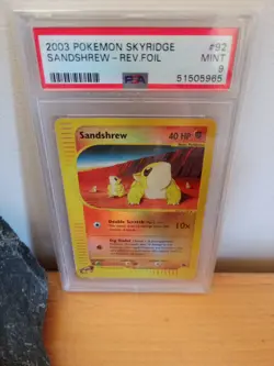 Pokemon Card Sandshrew #92 Skyridge EX PSA 9 Reverse Foil Vintage - Image 1