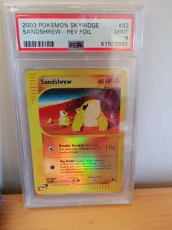 Pokemon Card Sandshrew #92 Skyridge EX PSA 9 Reverse Foil Vintage - Image 2