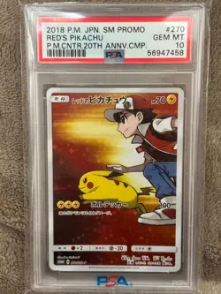 Pokemon PSA 10: Red's Pikachu 270/SM-P Promo20th Japanese Card [US DDP Ship] - Image 1