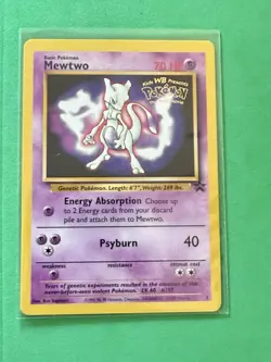 MEWTWO Black Star Promo Card WB Pokemon The First Movie 3 , Lv.60 , #150 Vintage - Image 1