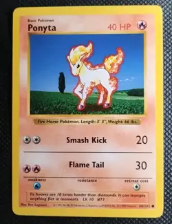 Ponyta Shadowless 60/102 Base Set WOTC 1999 Pokemon Card - EXCELLENT LP - Image 1