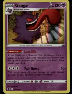Gengar Holo Rare SWSH06: Chilling Reign 057/198 Psychic Holo Pokemon Card - Image 1