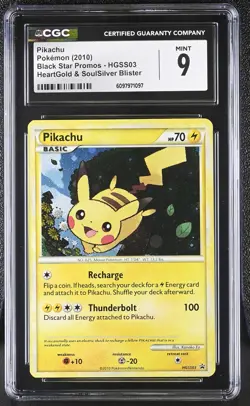 CGC 9 MINT Pikachu 2010 Black Star Promos HGSS03 Holo Pokemon Card - Image 1