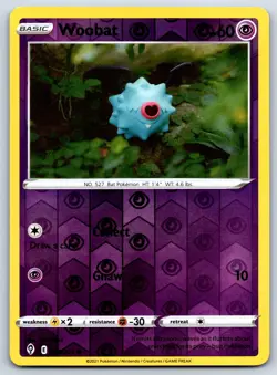 Woobat - Reverse Holo - Evolving Skies Yuka Morii Pokemon Card NM - Image 1