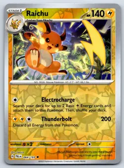 Raichu - Reverse Holo - Paldea Evolved Pokemon 151 Card NM - Image 1