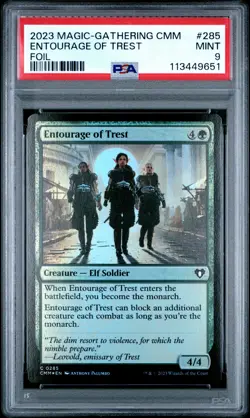 2023 MTG COMMANDER MASTERS FOIL #285 ENTOURAGE OF TREST PSA 9 - Image 1