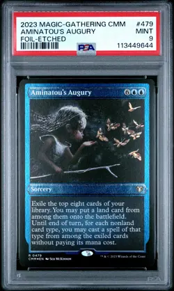 2023 MTG COMMANDER MASTERS FOIL-ETCHED #479 AMINATOU'S AUGURY PSA 9 - Image 1