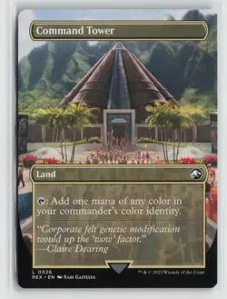 Command Tower 0026 Borderless Jurassic World Collection REX MTG Magic - Image 1