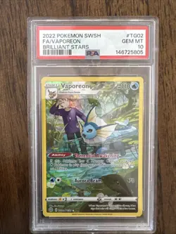 PSA 10 - VAPOREON #TG02 POKEMON BRILLIANT STARS 2022 SWORD SHIELD FULL ART SWSH - Image 1