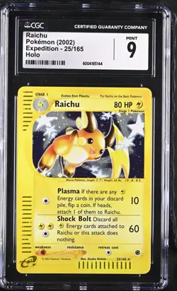 Pokemon Raichu Expedition Holo Rare #25 CGC 9 Mint - Image 1