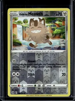 2021 Pokemon SWSH Fusion Strike Galarian Meowth Reverse Holo #180/264 - Image 1