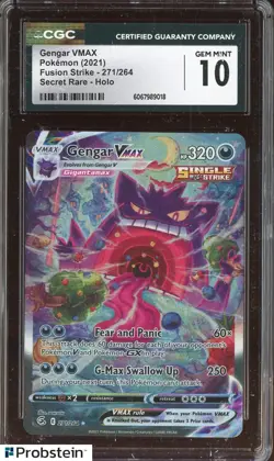 2021 Pokemon Fusion Strike Secret Rare #271 Gengar VMax - Holo CGC 10 GEM MINT - Image 1