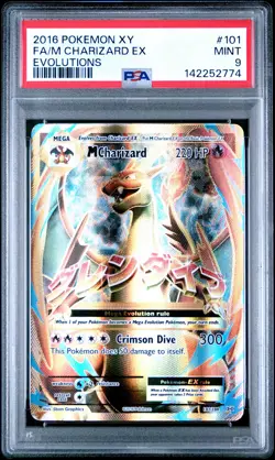 2016 POKEMON XY EVOLUTIONS #101 FULL ART/M CHARIZARD EX PSA 9 - Image 1