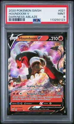 2020 POKEMON SWORD & SHIELD DARKNESS ABLAZE #021 HOUNDOOM V PSA 9 - Image 1