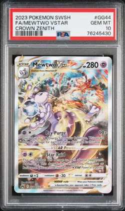 2023 Pokemon Sword And Shield Crown Zenith Fa/Mewtwo Vstar #GG44 PSA 10 - Image 1