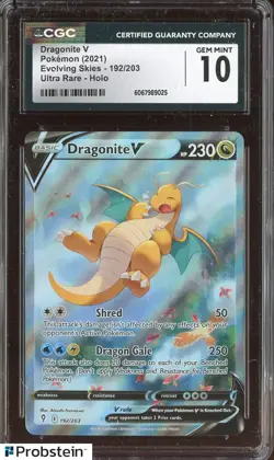 2021 Pokemon Evolving Skies Ultra Rare #192 Dragonite V - Holo CGC 10 GEM MINT - Image 1
