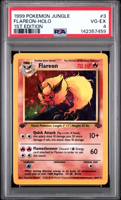 1999 POKEMON JUNGLE 1ST ED #3 FLAREON-HOLO PSA 4 - Image 1