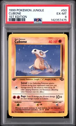 1999 POKEMON JUNGLE 1ST ED #50 CUBONE PSA 6 - Image 1