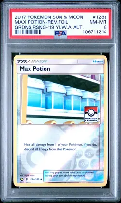 2017 POKEMON SUN & MOON GUARDIANS RISING #128A MAX POTION-REVERSE FOIL PSA 8 - Image 1
