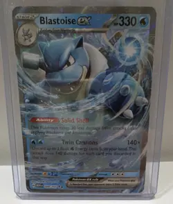 Pokemon Blastoise ex Double Rare Full Art Holo 009/165 330 HP SV151 English 2023 - Image 1