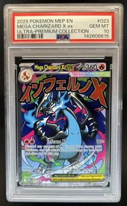 2025 Pokemon MEP Black Star Promos Mega Charizard X ex #023 PSA 10 GEM MINT - Image 1