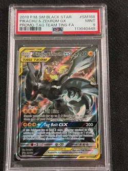 Pokemon Pikachu & Zekrom GX SM168 Promo PSA 9 - Image 1