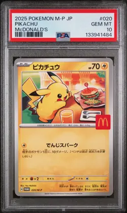 2025 POKEMON JAPANESE M-P PROMO MCDONALD'S #020 PIKACHU PSA 10 - Image 1