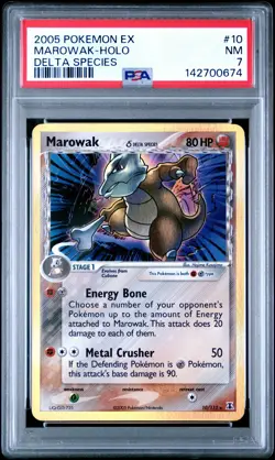 2005 POKEMON EX DELTA SPECIES #10 MAROWAK-HOLO PSA 7 - Image 1